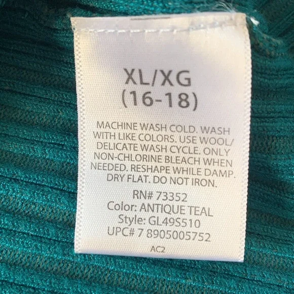 George Antique Teal Ribbed Scoop Neck Sweater EUC - Picture 7 of 7